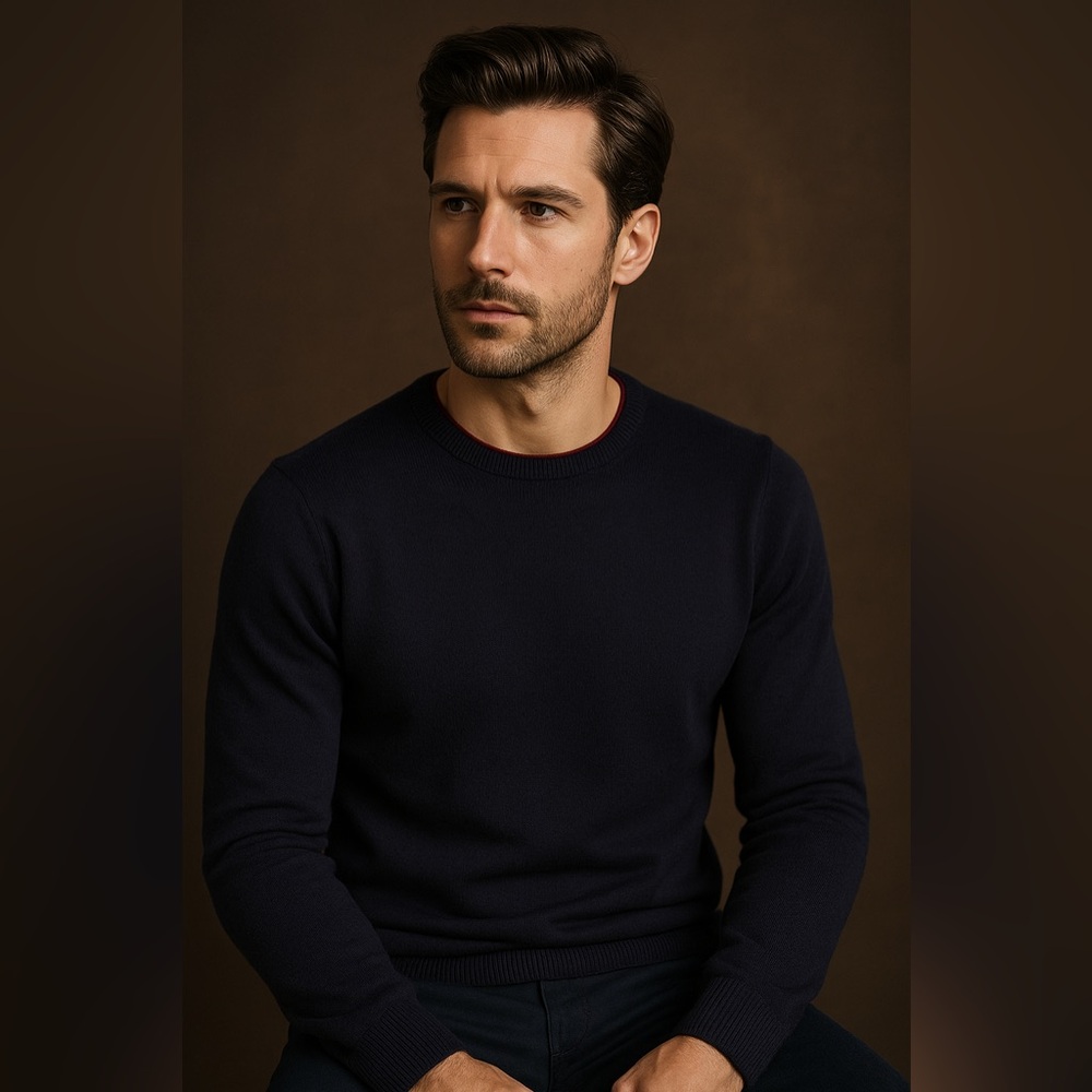 Buffalo David Bitton Navy Blue Long Sleeve Knit Pullover - Size Small